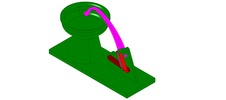 ISO-view showing a mechanism named multiple-bar mechanism of a dough-kneader in position P03