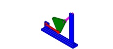 ISO-view showing a mechanism named watt four-bar approximate straight-line mechanism in position P05