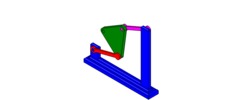 ISO-view showing a mechanism named watt four-bar approximate straight-line mechanism in position P03