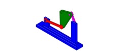 ISO-view showing a mechanism named watt four-bar approximate straight-line mechanism in position P02