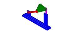 ISO-view showing a mechanism named watt four-bar approximate straight-line mechanism in position P00