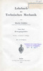 Grübler - LehrbuchMechanik I - Titelseite