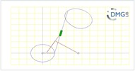 Six bar linkage. Inverted slider crank kinematic chain connected in parallel with a four bar linkage -1 (Variant 2)