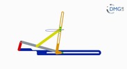 Six bar linkage. Slider crank kinematic chain connected in parallel with a slider crank -2 (Variant 1)_ProE
