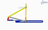 Six bar linkage. Slider crank kinematic chain connected in parallel with a slider crank -2 (Variant 6)_ProE