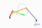 Six bar linkage. Inverted slider crank kinematic chain connected in parallel with a four bar linkage -4 (Variant 1)_ProE