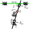 Lösungsvariante 11 zur Struktursynthese-Aufgabe durch Kombinieren der Gelenkarten der Grundbauform in Bild 3.39b (Lehrbeispiel 2.12)