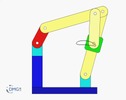 Six bar linkage. Slider crank kinematic chain connected in parallel with a four bar linkage -2 (Variant 5)_SolidWorks
