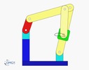 Six bar linkage. Slider crank kinematic chain connected in parallel with a four bar linkage -2 (Variant 8)_SolidWorks