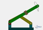 Six bar linkage. Inverted slider crank kinematic chain connected in parallel with a four bar linkage -1 (Variant 5)_SolidWorks