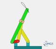 Six bar linkage. Inverted slider crank kinematic chain connected in parallel with a four bar linkage -1 (Variant 15)_SolidWorks
