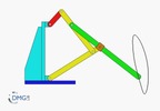 Six bar linkage. Inverted slider crank kinematic chain connected in parallel with a four bar linkage -2 (Variant 5)_SolidWorks