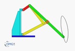 Six bar linkage. Inverted slider crank kinematic chain connected in parallel with a four bar linkage -2 (Variant 11)_SolidWorks