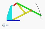 Six bar linkage. Inverted slider crank kinematic chain connected in parallel with a four bar linkage -2 (Variant 12)_SolidWork