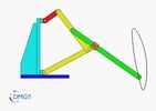 Six bar linkage. Inverted slider crank kinematic chain connected in parallel with a four bar linkage -2 (Variant 15)_SolidWorks