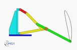 Six bar linkage. Inverted slider crank kinematic chain connected in parallel with a four bar linkage -2 (Variant 19)_SolidWorks