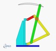 Six bar linkage. Inverted slider crank kinematic chain connected in parallel with a four bar linkage -3 (Variant 2)_SolidWorks