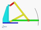 Six bar linkage. Inverted slider crank kinematic chain connected in parallel with a four bar linkage -3 (Variant 5)_SolidWorks