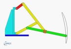 Six bar linkage. Inverted slider crank kinematic chain connected in parallel with a four bar linkage -3 (Variant 10)_SolidWorks