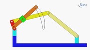 Six bar linkage. Inverted slider crank kinematic chain connected in parallel with a four bar linkage -4 (Variant 5)_SolidWorks