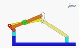 Six bar linkage. Inverted slider crank kinematic chain connected in parallel with a four bar linkage -4 (Variant 10)_SolidWorks