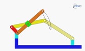 Six bar linkage. Inverted slider crank kinematic chain connected in parallel with a four bar linkage -4 (Variant 12)_SolidWorks