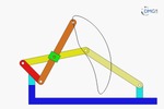 Six bar linkage. Inverted slider crank kinematic chain connected in parallel with a four bar linkage -4 (Variant 15)_SolidWorks