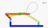 Six bar linkage. Inverted slider crank kinematic chain connected in parallel with a four bar linkage -4 (Variant 16)_SolidWorks