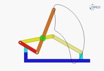 Six bar linkage. Inverted slider crank kinematic chain connected in parallel with a four bar linkage -4 (Variant 25)_SolidWorks