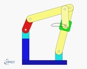 Six bar linkage. Slider crank kinematic chain connected in parallel with a four bar linkage -2 (Variant 7)_SolidWorks
