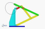 Six bar linkage. Inverted slider crank kinematic chain connected in parallel with a four bar linkage -3 (Variant 18)_SolidWorks