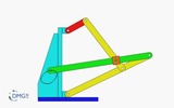 Six bar linkage. Inverted slider crank kinematic chain connected in parallel with a four bar linkage -3 (Variant 20)_SolidWorks